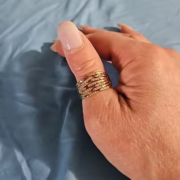 Anthropologie Spiral Gold Crystal Ring - Picture 8 of 14